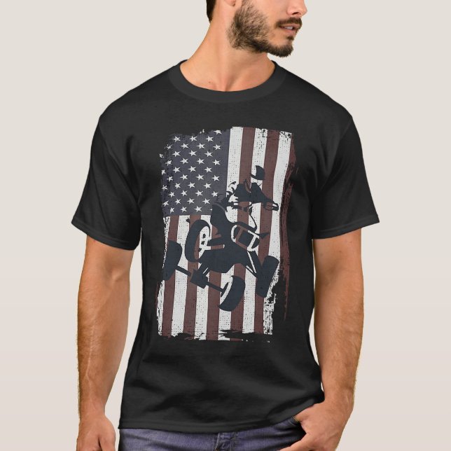 Camiseta Four Wheeler ATV Quad Racing Rider USA American Fl (Anverso)