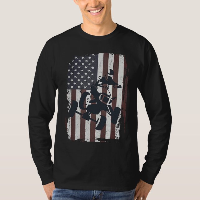 Camiseta Four Wheeler ATV Quad Racing Rider USA American Fl (Anverso)
