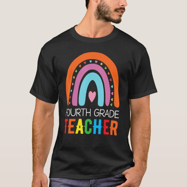 Camiseta Fourth Grade Rainbow Girls Boys Teacher Team 4th G (Anverso)