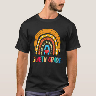 Camiseta Fourth Grade Rainbow Leopard Print Teacher 4th Gra