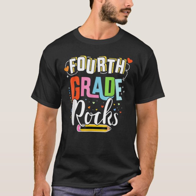 Camiseta Fourth Grade Rocks 4th Back To School Teacher Stud (Anverso)