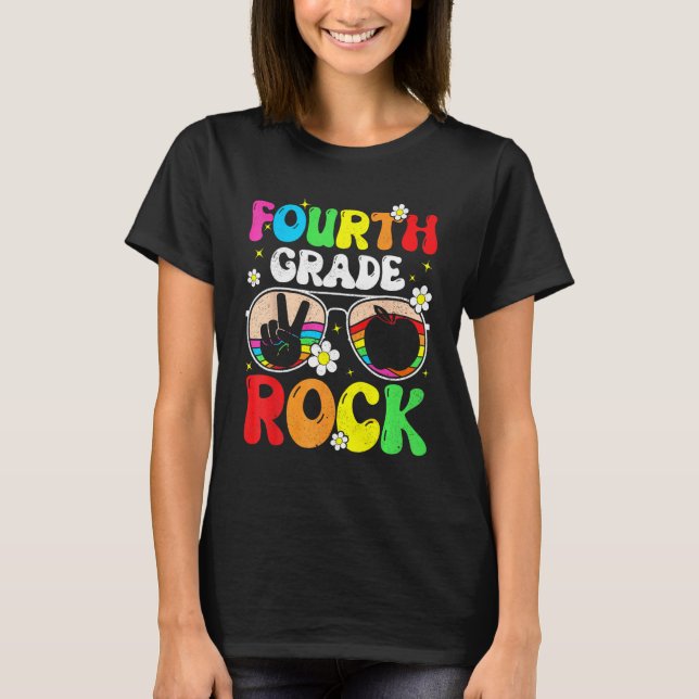 Camiseta Fourth Grade Rocks Team 4th Teacher Groovy Back To (Anverso)