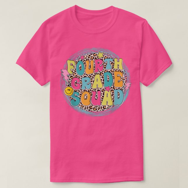 Camiseta Fourth Grade Squad Back To School Leopard Boys Gir (Diseño del anverso)