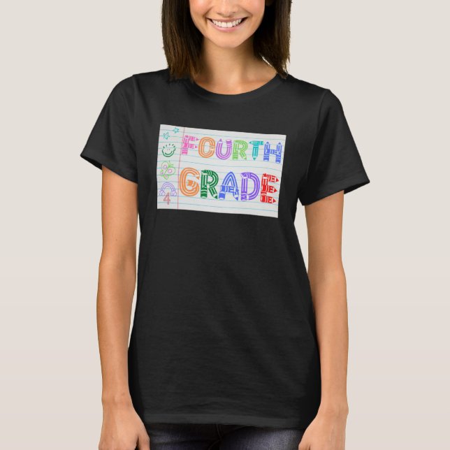 Camiseta Fourth Grade Team Cute Doodle School Kids Teacher  (Anverso)