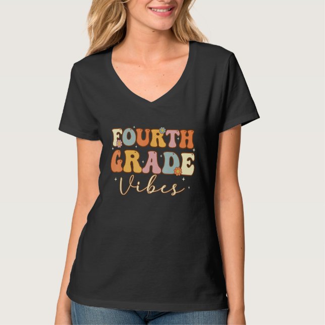 Camiseta Fourth Grade Vibes  4th Grade Team Retro 1st Day o (Anverso)