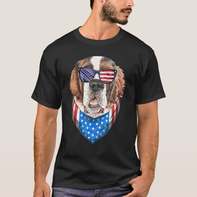Camiseta Fourth of July Bernard American Flag July 4th St B (Anverso)