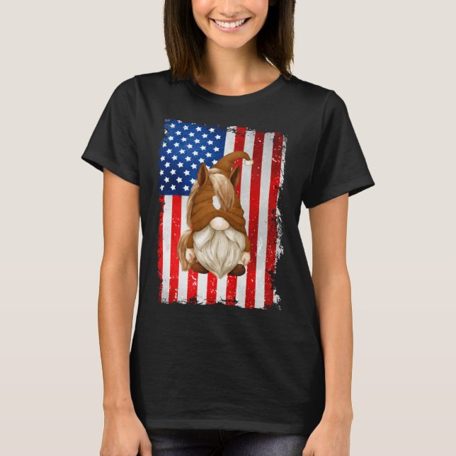 Camiseta Fourth Of July Gnome Graphic Patriotic Horse Ameri (Anverso)