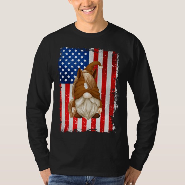 Camiseta Fourth Of July Gnome Graphic Patriotic Horse Ameri (Anverso)