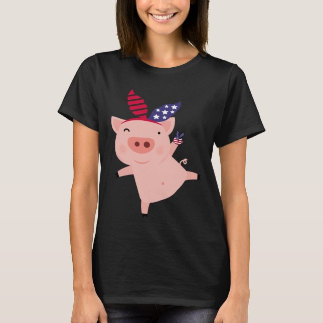Camiseta Fourth of July Pig (Anverso)