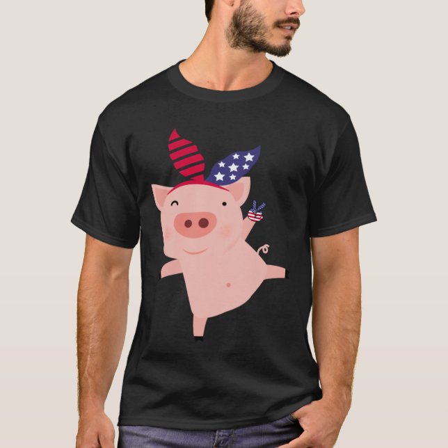 Camiseta Fourth of July Pig (Anverso)