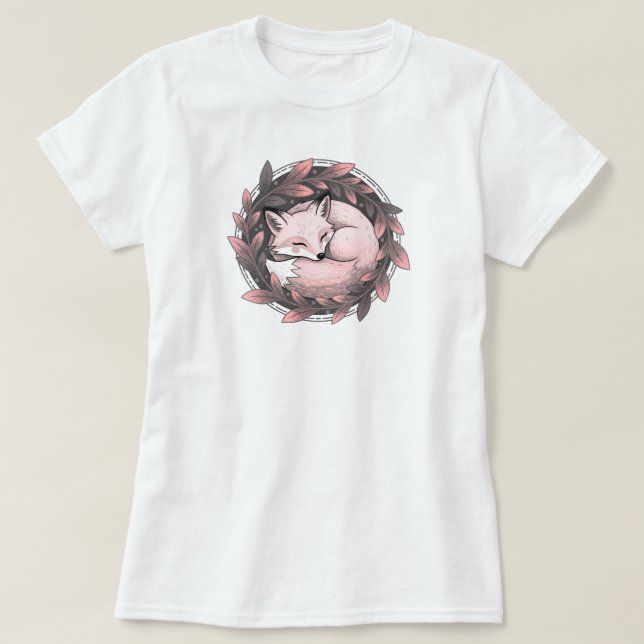 Camiseta Fox acogedor en hojas de otoño | SOLO BLANCO (Diseño del anverso)
