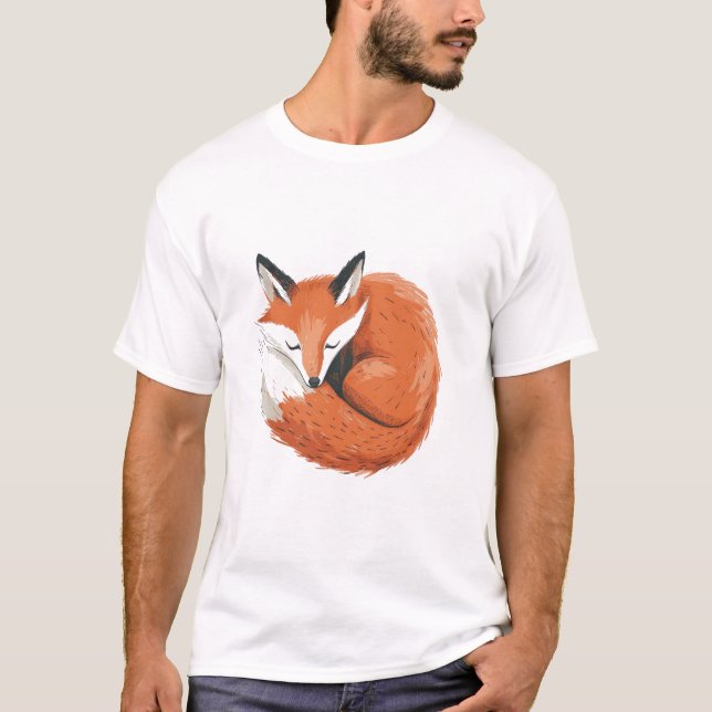 Camiseta Fox acurrucada durmiendo - Arte Minimalista (Anverso)