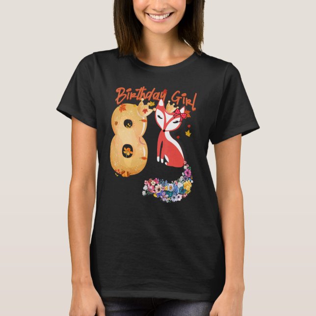 Camiseta Fox Animal 8 Chica de cumpleaños Fox B Día 8 Años (Anverso)