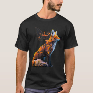 Camiseta Fox Animal Art Butterfly Flores Fox