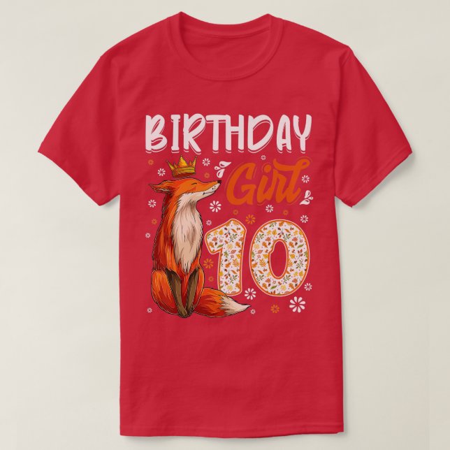 Camiseta Fox Animal Lovers 10th Birthday Girl Fox Bday 10 y (Diseño del anverso)