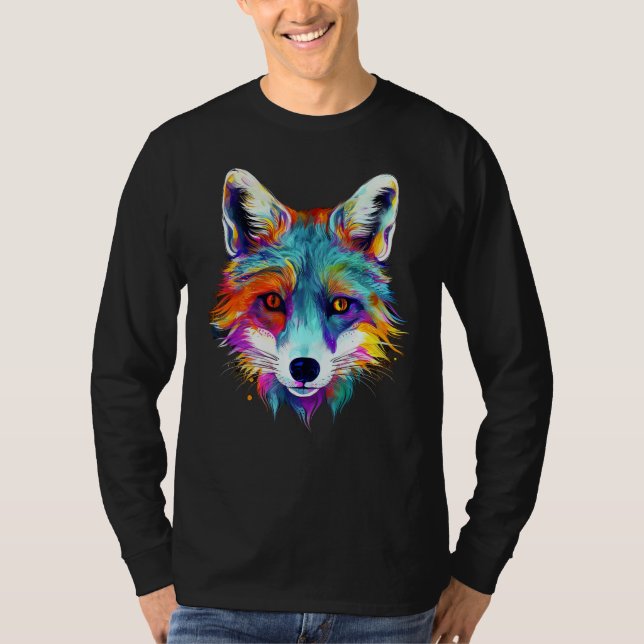 Camiseta Fox - Animal Motif Art Colourful Animal Fox (Anverso)