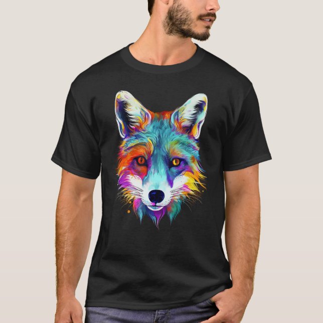 Camiseta Fox - Animal Motif Art Colourful Animal Fox (Anverso)