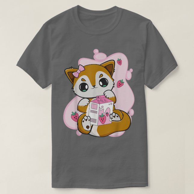 Camiseta Fox Bebe Té De Leche De Fresa Para Boba Lov (Diseño del anverso)