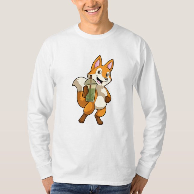 Camiseta Fox bebiendo con té de burbuja (Anverso)