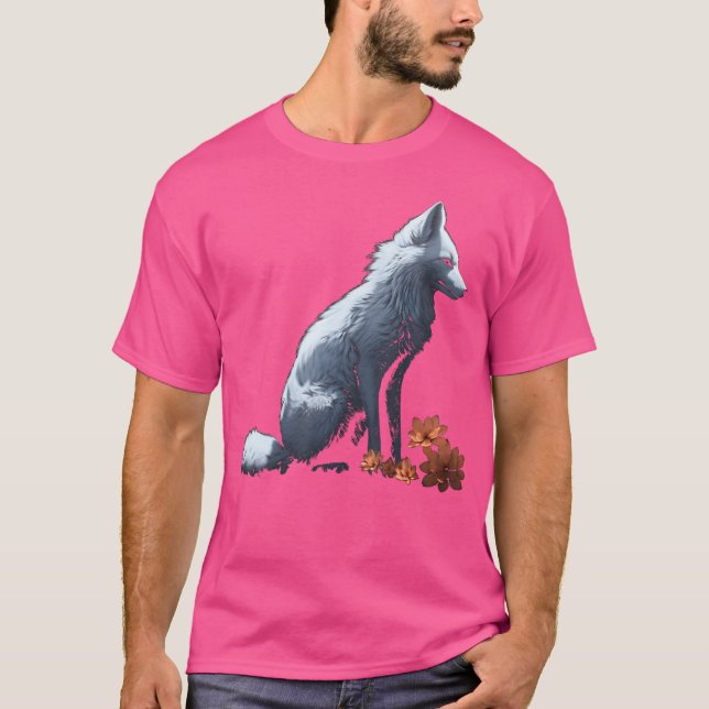 Camiseta Fox blanca Flores Art Fox (Anverso)