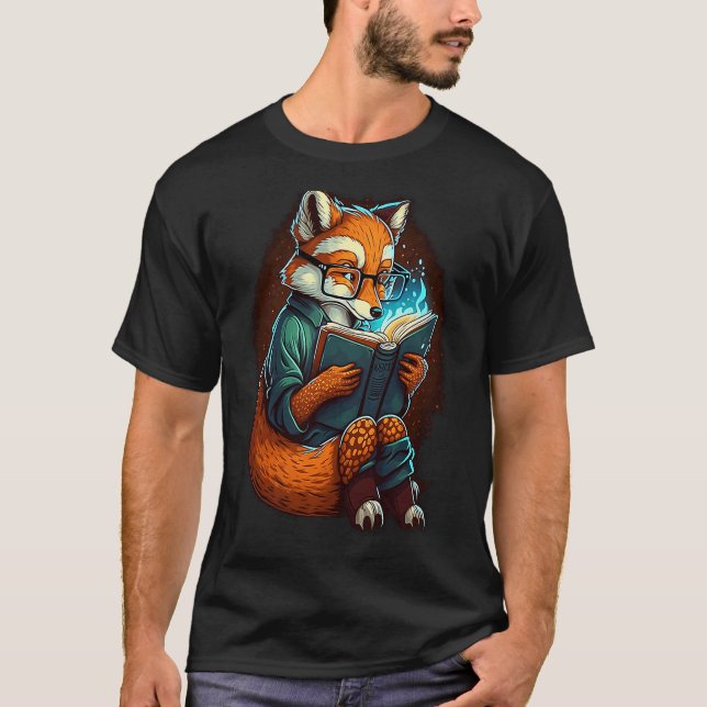 Camiseta Fox Book Reading Nerd Geek Funny Librarian  1 (Anverso)