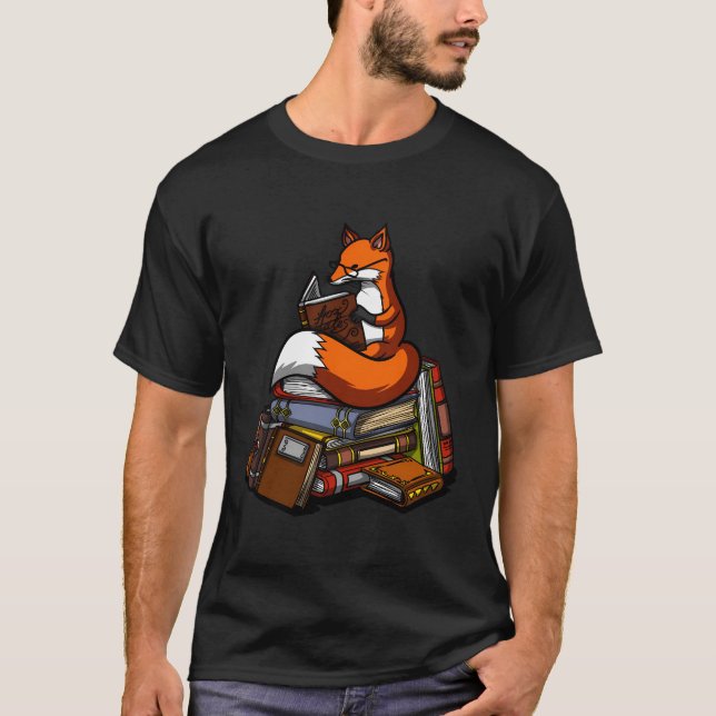 Camiseta Fox Book Reading Nerd Geek Funny Librys Gi (Anverso)