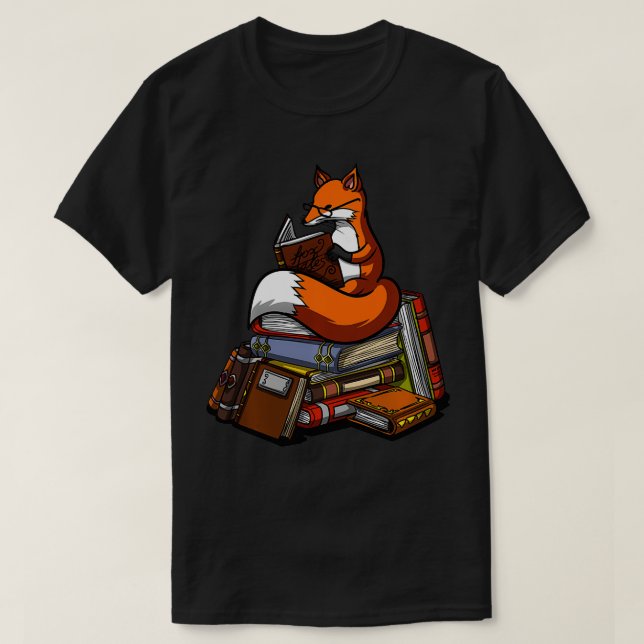 Camiseta Fox Book Reading Nerd Geek Funny Librys Gi (Diseño del anverso)
