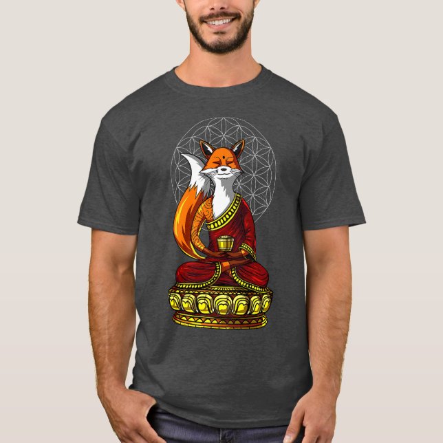 Camiseta Fox Buddha Zen Yoga Meditación Flor De Vida (Anverso)