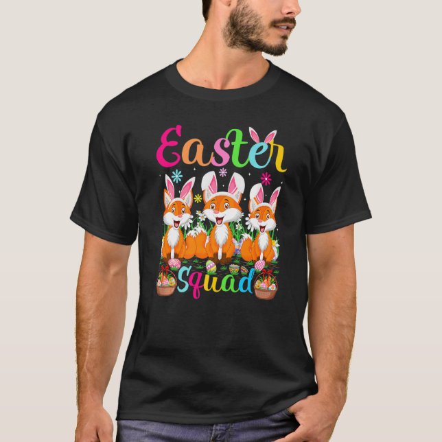 Camiseta Fox Bunny Ear Funny Easter Squad Fox Happy Easter (Anverso)