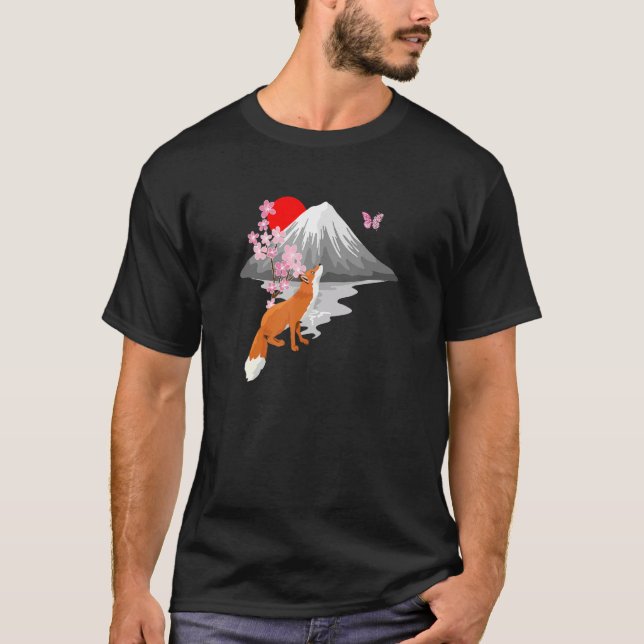 Camiseta Fox Butterfly With Cherry Blossom Wing Japanese Sa (Anverso)