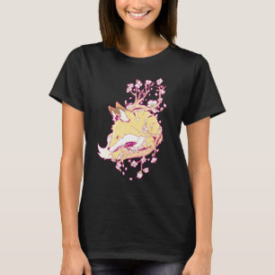 Camiseta Fox Cherry Blossom Flower Japonés