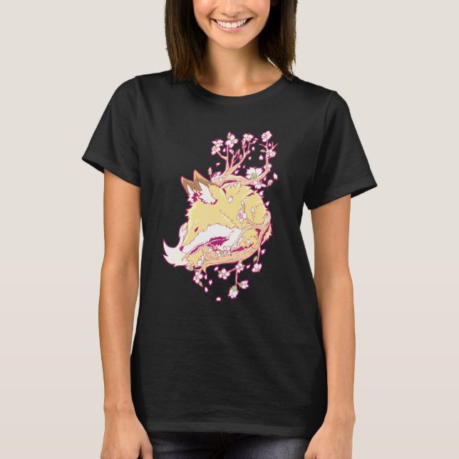 Camiseta Fox Cherry Blossom Flower Japonés (Anverso)