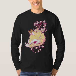 Camiseta Fox Cherry Blossom Flower Japonés