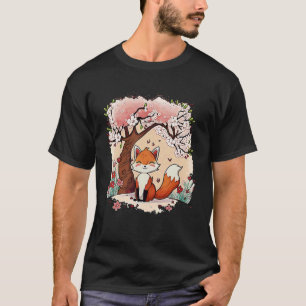 Camiseta Fox Cherry Blossom Vaporwave estético japonés