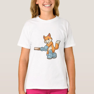 Camiseta Fox como bateador con bate de críquet