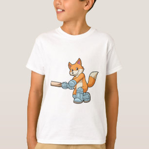 Camiseta Fox como bateador con bate de críquet