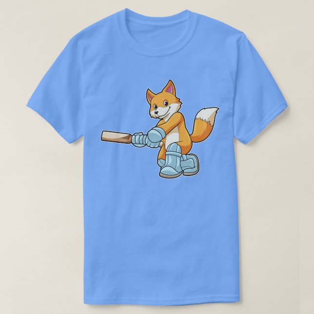 Camiseta Fox como bateador con bate de críquet 2 (Diseño del anverso)