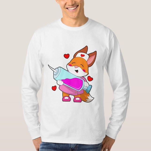Camiseta Fox como enfermera con jeringas (Anverso)