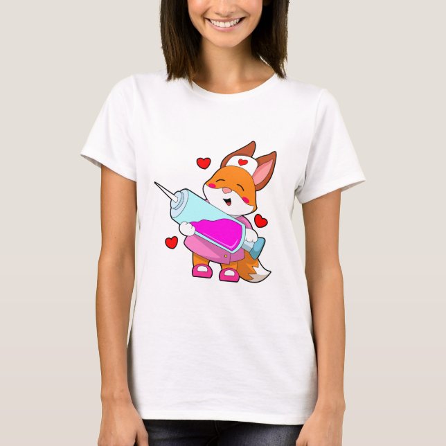 Camiseta Fox como enfermera con jeringas (Anverso)