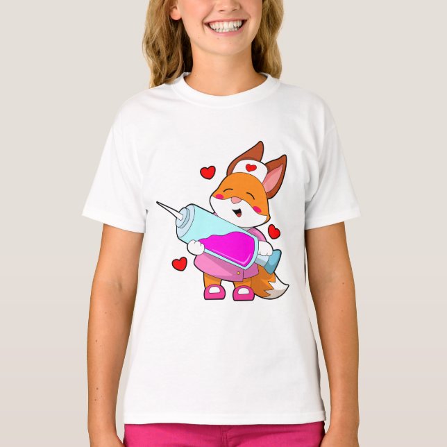 Camiseta Fox como enfermera con jeringas (Anverso)