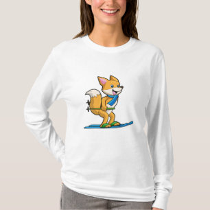 Camiseta Fox como esquiador con bastones de esquí y esquí