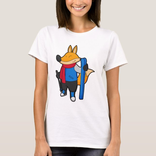 Camiseta Fox como esquiador con esquí (Anverso)