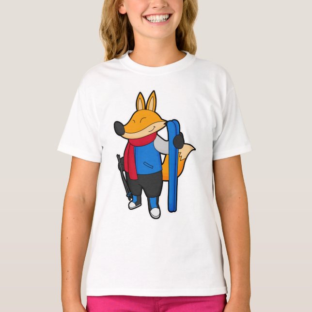 Camiseta Fox como esquiador con esquí (Anverso)
