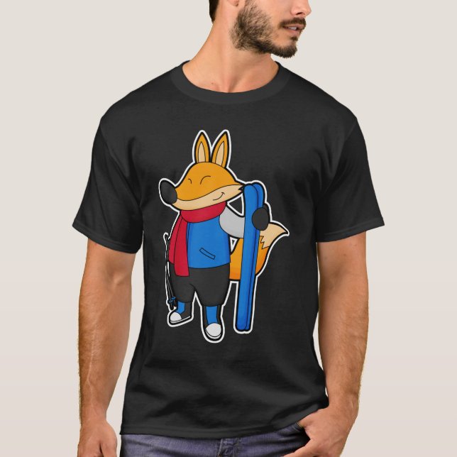 Camiseta Fox como esquiador con esquí (Anverso)