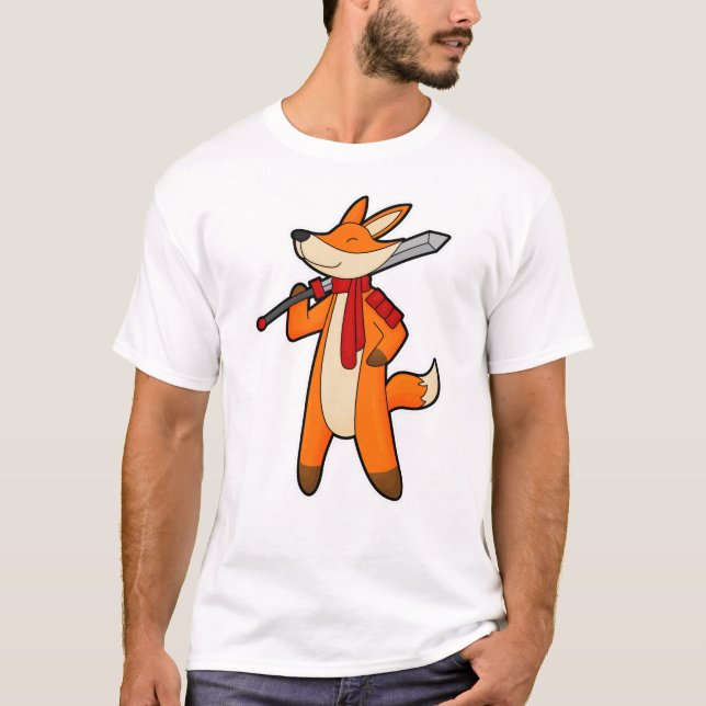Camiseta Fox como guerrero con espada y bufanda (Anverso)