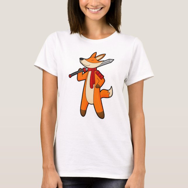 Camiseta Fox como guerrero con espada y bufanda (Anverso)