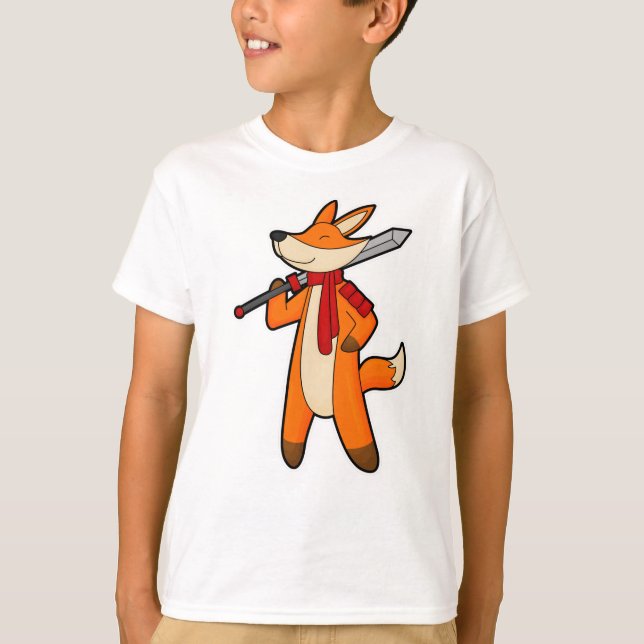 Camiseta Fox como guerrero con espada y bufanda (Anverso)