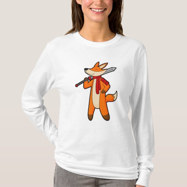 Camiseta Fox como guerrero con espada y bufanda (Anverso)