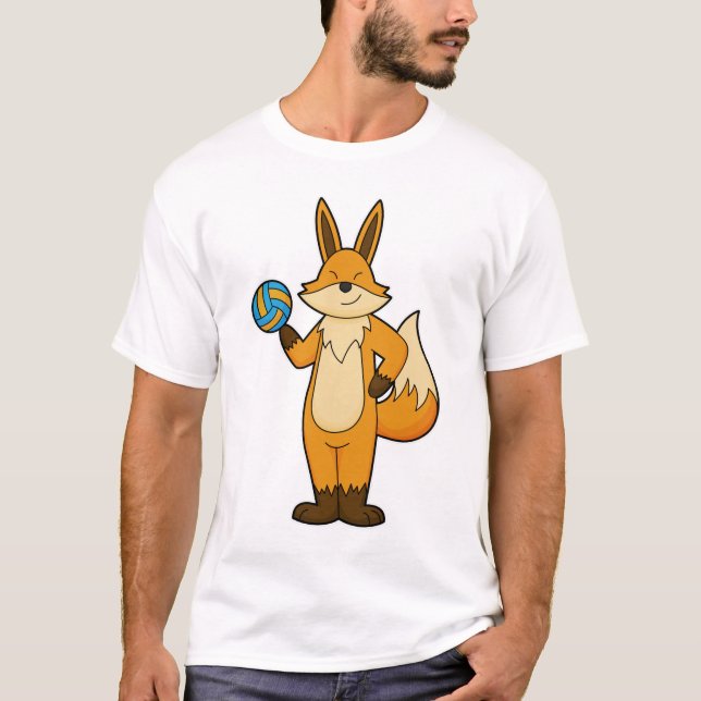 Camiseta Fox como jugador de voleibol con voleibol (Anverso)