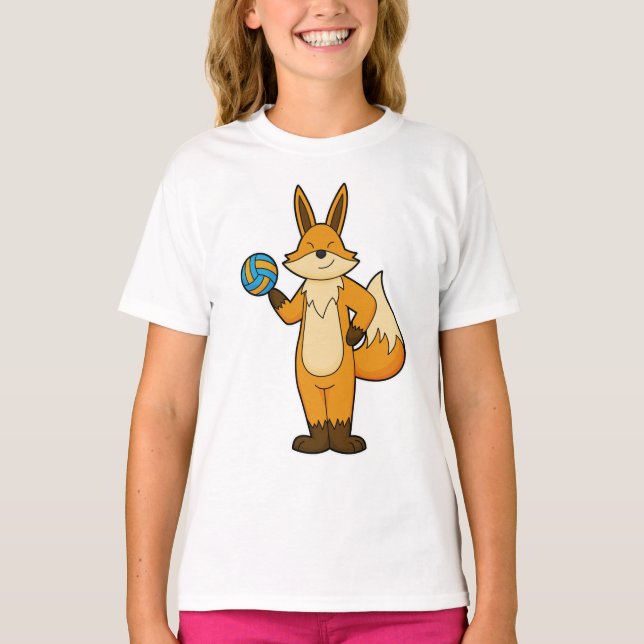 Camiseta Fox como jugador de voleibol con voleibol (Anverso)
